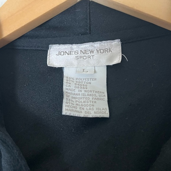 Jones New York | Black velour full zip front athletic hoodie sweatshirt … - Picture 9 of 11